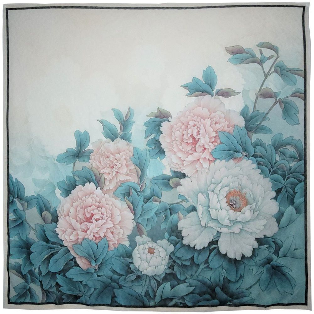 NWT Silk Scarf 55"X55" Super Large Square Shawl Wrap S4097